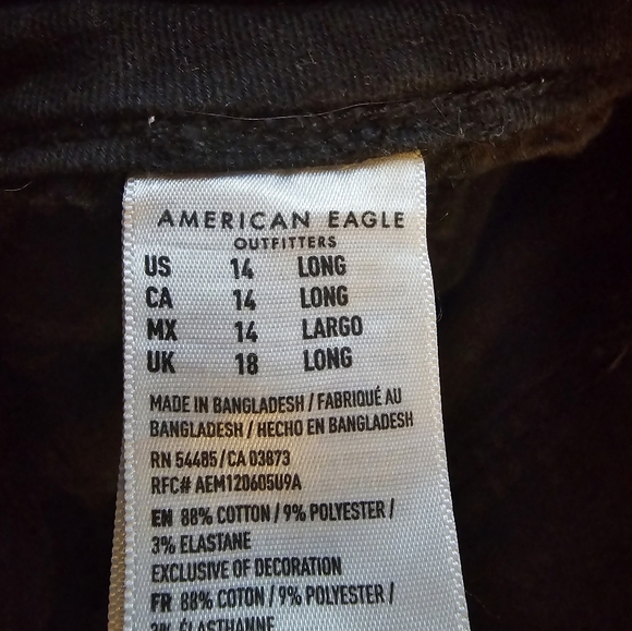 American Eagle black Jean jeggings 14L - Picture 4 of 4